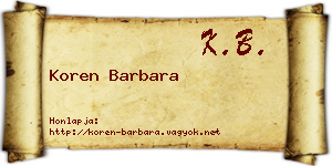 Koren Barbara névjegykártya